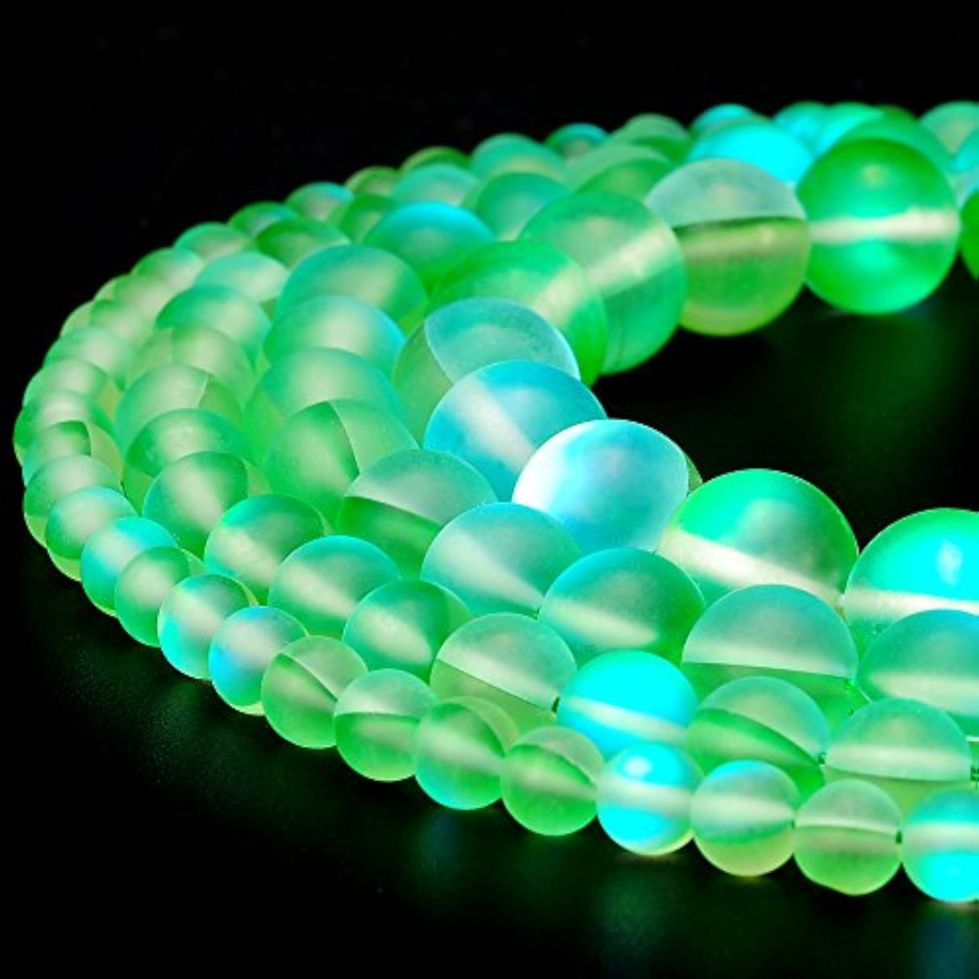 8mm Round Moonstone Matte Crystal Glass Beads for Jewelry Making